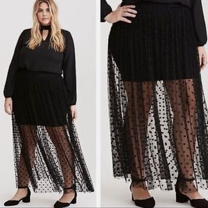 Torrid polka dot mesh maxi skirt